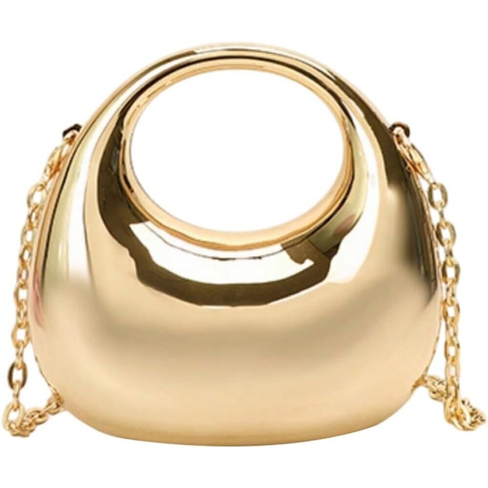 Women's Metallic Gold Clutch Purse Mini Crossbody Handbag Evening Bag